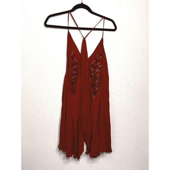 NWT! Free People Boho Red La Luna Cut Out Top Size Medium - Picture 7 of 7
